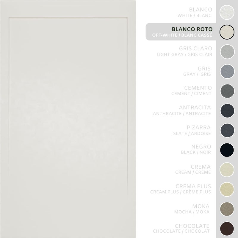 SOULHOME Brodzik prysznicowy– Żywica– Gel Coat– Gładka/Kamienna tekstura – Antypoślizgowy – złamana biel- 110X70- Niski 3cm– Elegancki SAME