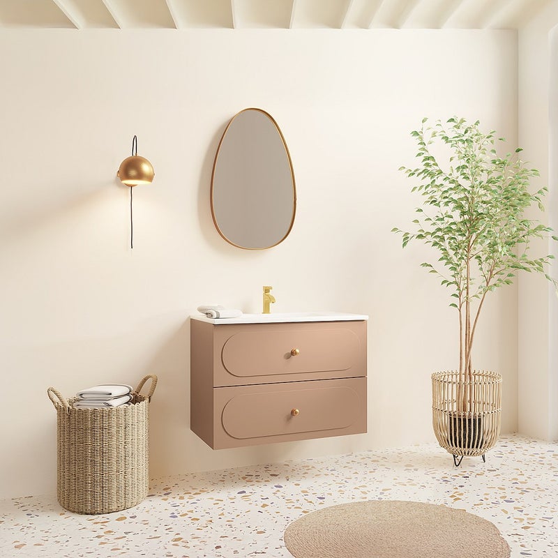 Szafka łazienkowa wisząca pod umywalkę - Stary róż - 80 cm - SATOBAL
