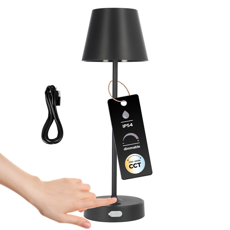 Lampka stołowa NELI 2,7W LED czarna, z akumulatorem 2200mAh, IP54, CCT, 200lm, 33cm, EDO Solutions