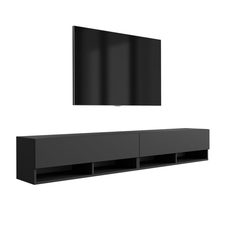 Szafka pod telewizor 200 (2 x 100) cm Czarny Mat, 200 × 32 × 34 cm