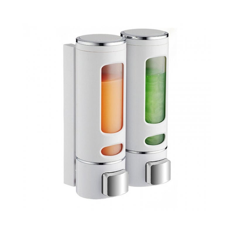 Dozownik mydła montowany na ścianie 400 ml x 2 Dozownik szamponu i żelu pod prysznic Podwójny dozownik mydła pod prysznic Ręczny dozownik mydła w płyn