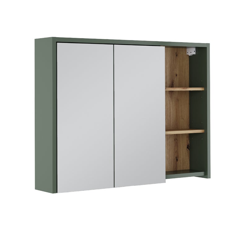 Vicco Szafka łazienkowa z lustrem Viola, Zielony/rzemieślniczy, 100 x 75 cm z otwartymi półkami