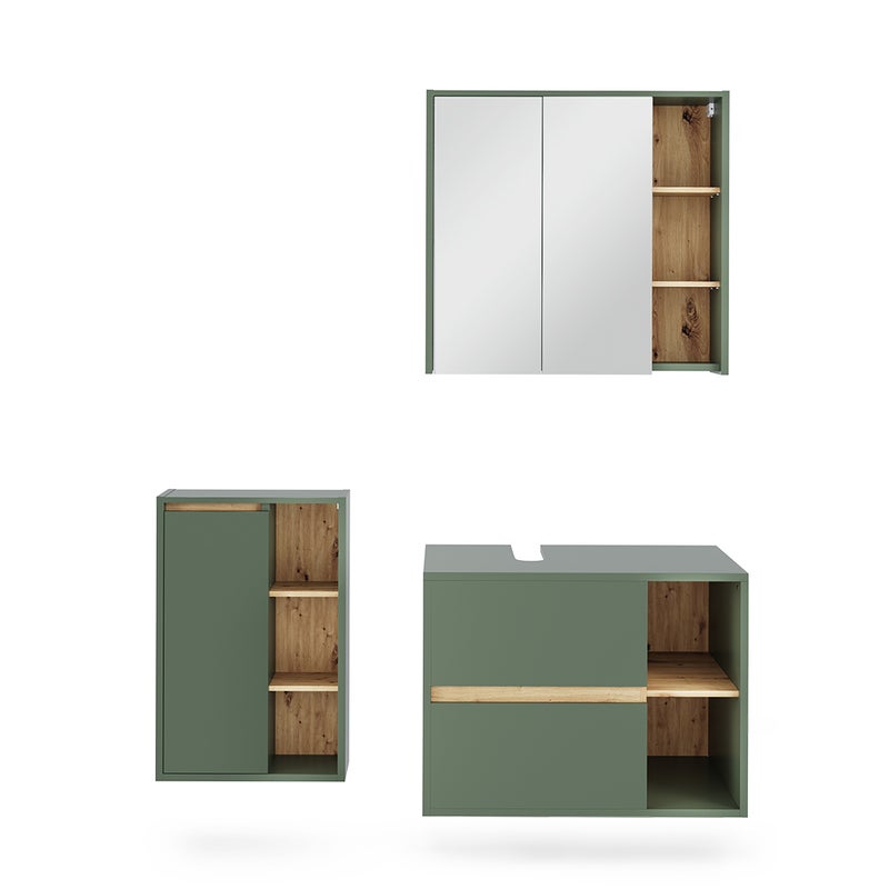 Vicco Zestaw mebli łazienkowych Viola, Zielony/rzemieślniczy, 3 części