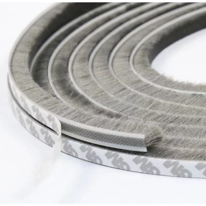 (9 mm x 9 mm, 10 m, szary) Samoprzylepne paski uszczelniające do drzwi i okien, paski szczotkowe, stosowane do uszczelniania szczelin