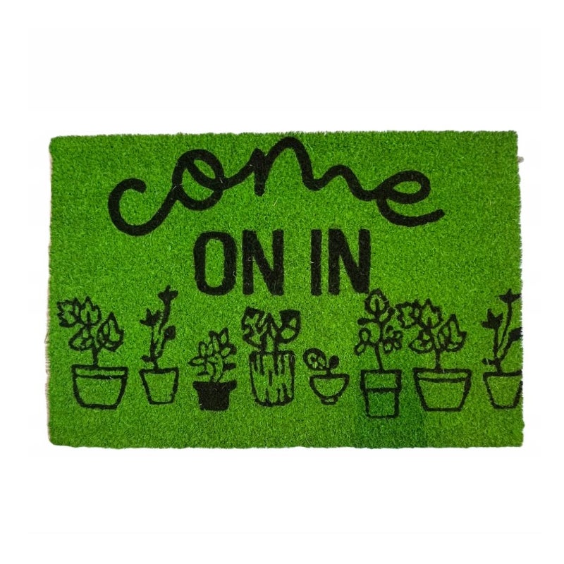 Wycieraczka kokosowa 40x60 cm zielona – mata wejściowa PVC do domu i na zewnątrz, antypoślizgowa i trwała
