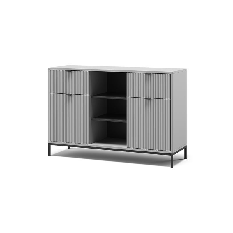 Vicco Kredens Eliza, Szary, 120 x 81.2 cm z 2 szufladami i 2 drzwiami