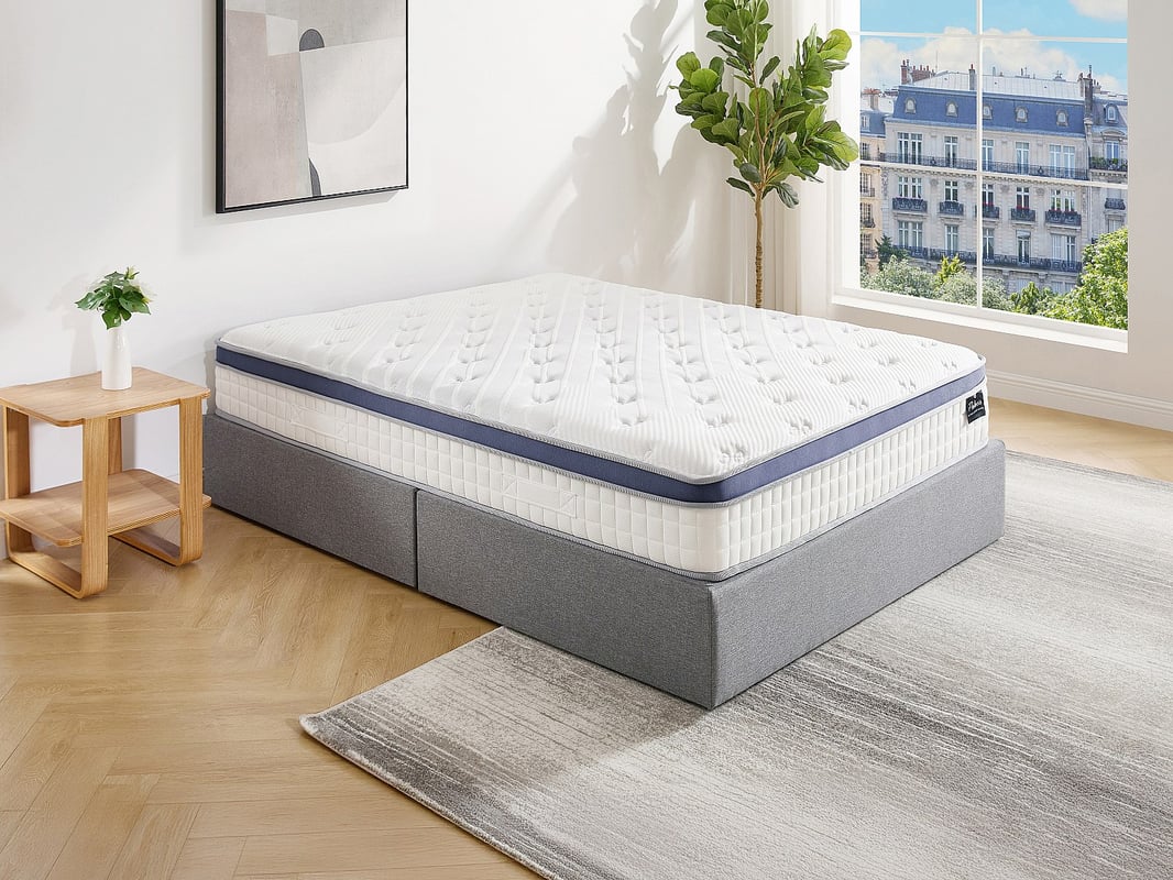 Materac 160 x 200 cm hybrydowy z kieszeniowymi sprężynami 7 stref z pianką z pamięcią kształtu grub. 25 cm - MALAO de PALACIO