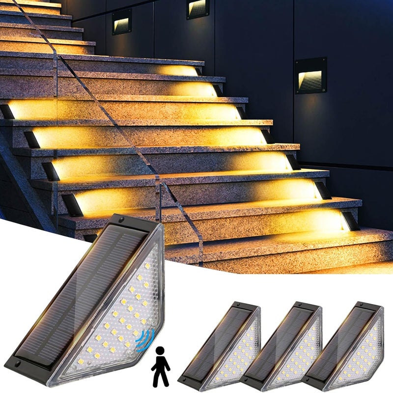 zewnętrzne lampy solarne LED do schodów i tarasów, wodoodporne lampy solarne do ogrodu