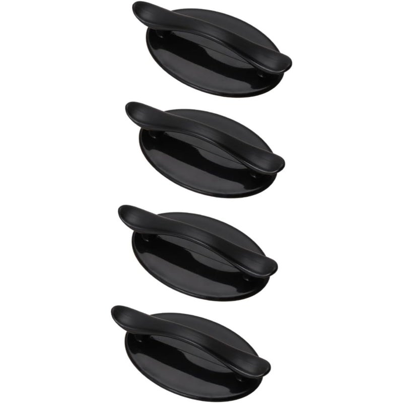 Zestaw 4 czarnych plastikowych samoprzylepnych uchwytów do drzwi, okien, szafek, szuflad, mebli