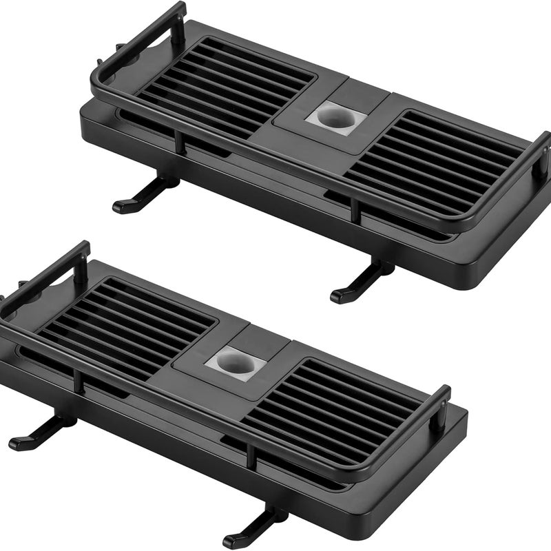 Półka prysznicowa, mydelniczka, przechowywanie w łazience, nie wymaga wiercenia, montaż na ścianie, nierdzewna, samoprzylepna, czarna, 24 mm-25 mm