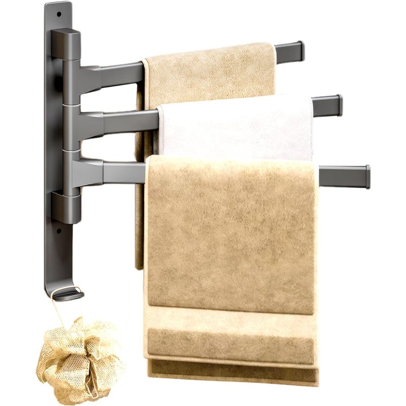 Wieszak na ręczniki bez wiercenia - 33 cm - Wieszak na ręczniki do przyklejenia lub wywiercenia - Nadaje się do łazienek i kuchni - Obrotowa konstruk