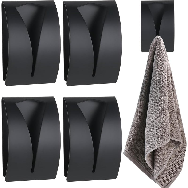 Zestaw 5 samoprzylepnych haczyków łazienkowych, wieszaków ściennych na ręczniki ze stali nierdzewnej, czarny