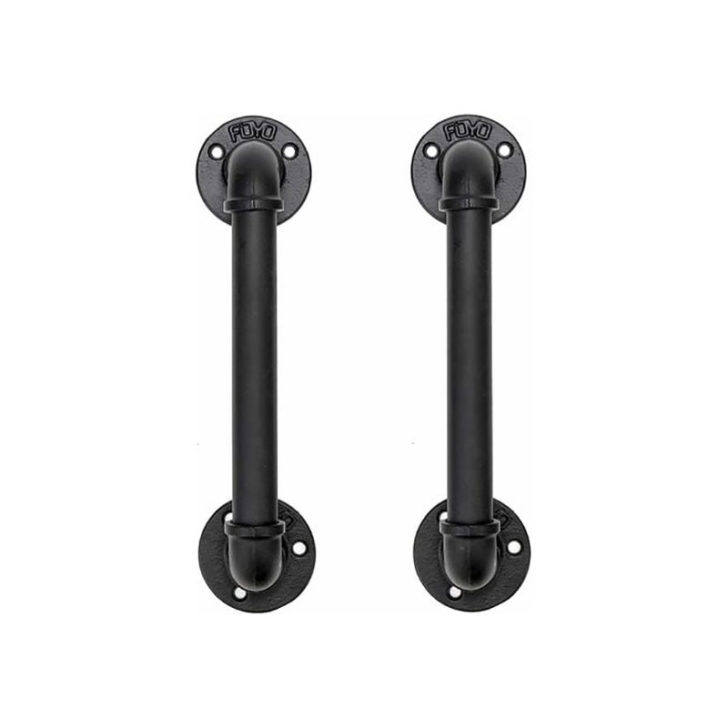 Zestaw 2 uchwytów do drzwi przemysłowych, uchwytów do drzwi stodołowych, antycznego rustykalnego żeliwa do balustrad, czarny, 3 szt.