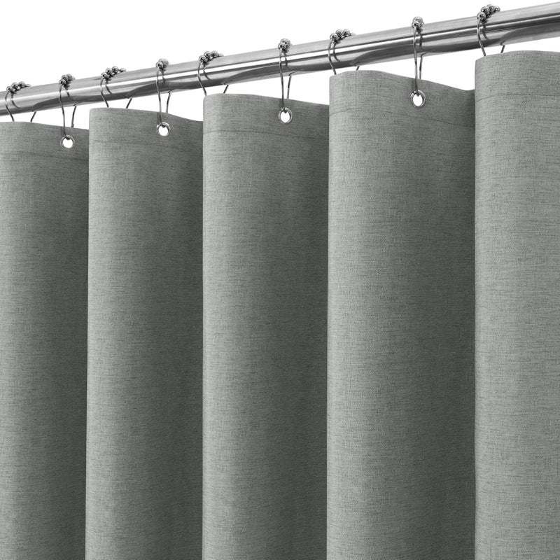 Lniana zasłona prysznicowa z metalowymi kółkami, wodoodporna, antypleśniowa, poliestrowa, wytrzymała, do wanny i kabiny prysznicowej - 1
