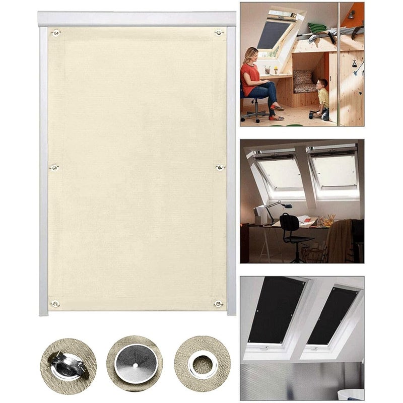 Zasłona izolacyjna na przyssawkę do okien dachowych z reflektorem słonecznym 57 x 100 cm, beżowa