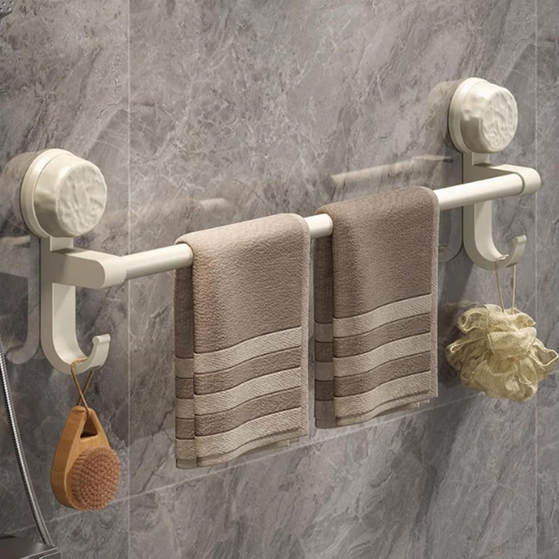 Wieszak na ręczniki z przyssawką, łazienkowy, bez wiercenia, kremowo-biały, 30 cm