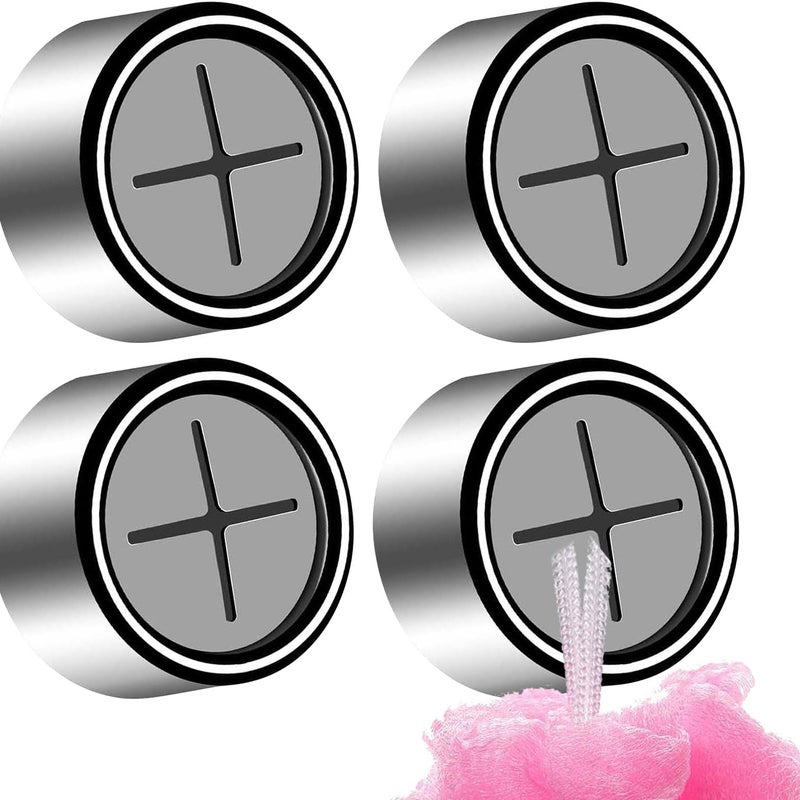 Uniwersalny wieszak na ręczniki 4-częściowy do łazienki, haczyki wciskane - Praktyczne przechowywanie w łazience i kuchni, srebrny