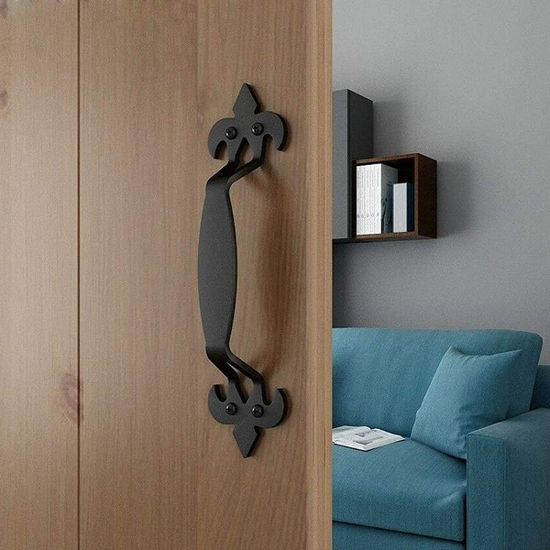 Klamka do drzwi stodołowych Czarna klamka do drzwi z żelaza Klamka do drzwi przesuwnych z żeliwa ze śrubami