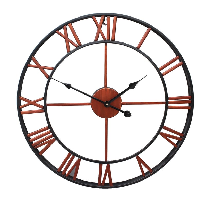 Zegar ścienny do ogrodu, duży zegar ogrodowy z cyframi rzymskimi, żelazo kute, 50 cm (miedź)