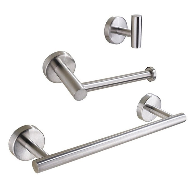 Akcesoria łazienkowe ze szczotkowanej stali nierdzewnej SUS304 do montażu na ścianie: 1 x 40 cm wieszak na ręczniki, 1 x haczyk, 1 x uchwyt na papier
