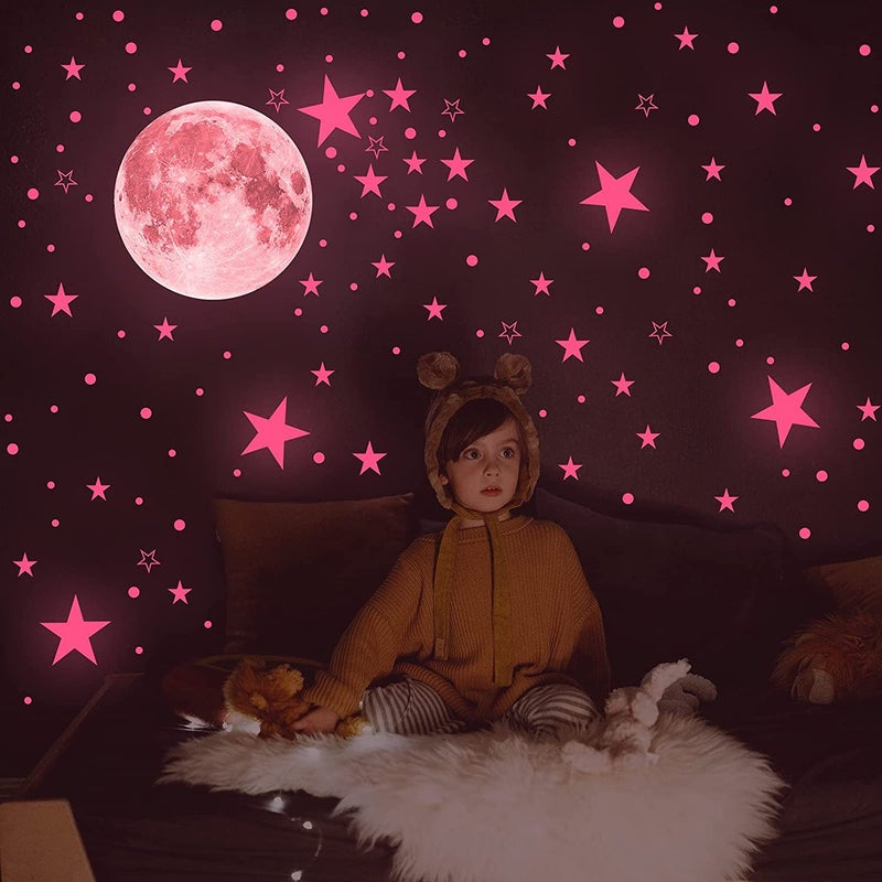 Naklejki gwiazdki - Naklejki ścienne dla dzieci - Idealne do dekoracji sufitu w pokoju dziecięcym - Jasnoróżowe