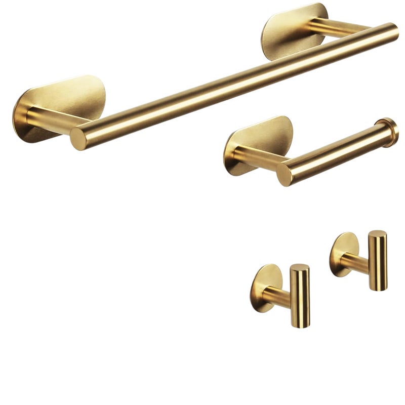 Zestaw akcesoriów łazienkowych 4-częściowy, uchwyt na papier toaletowy ze stali nierdzewnej, złoty wieszak na ubrania