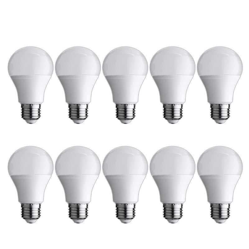 Zestaw 10 żarówek LED E27, ciepły biały 3000K A60, 10W