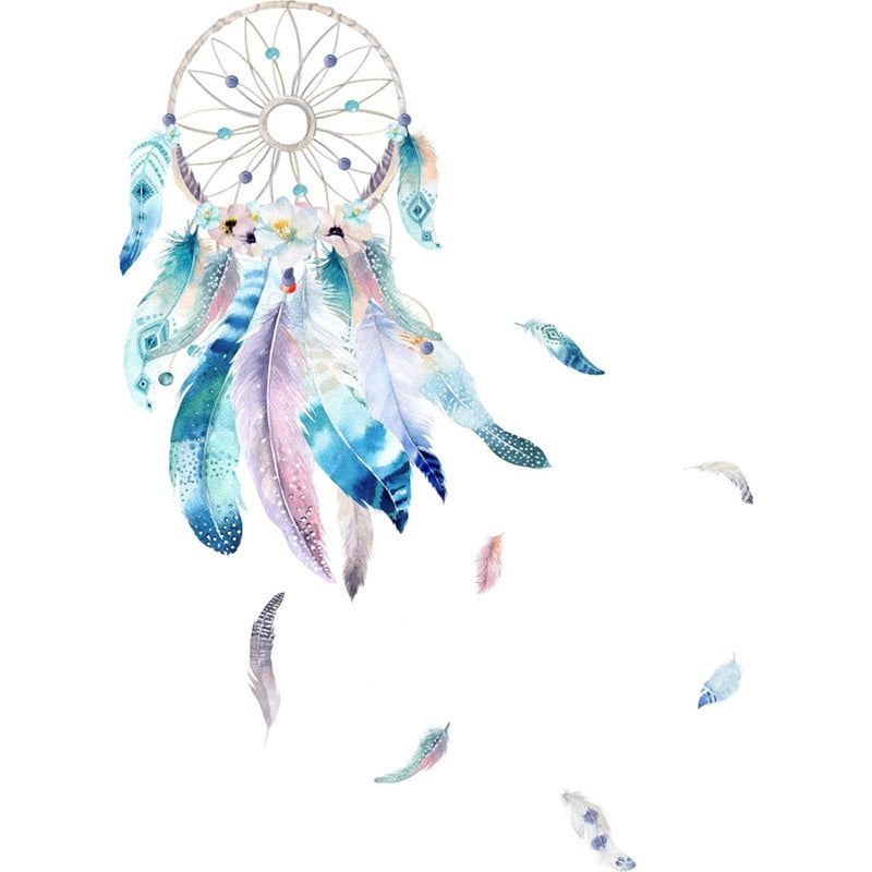 Naklejka ścienna z łapaczem snów Naklejka ścienna z łapaczem snów Plakat z łapaczem snów do sypialni Naklejka ścienna z piórami Dekoracja