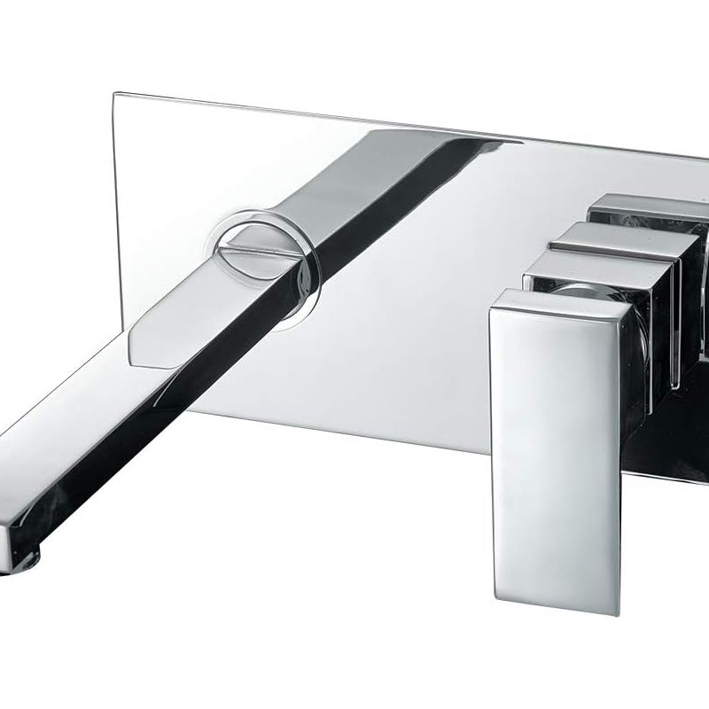 Bateria łazienkowa ścienna Bateria umywalkowa, mieszacz wody ciepłej i zimnej, szczelna, mosiądz, chrom, kwadratowa