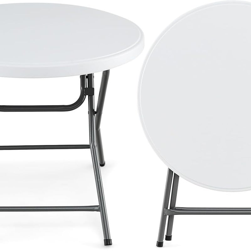 Składany Stół Ogrodowy φ 81 cm, Regały z HDPE, Solidne Metalowe Nogi i Antypoślizgowe Nakładki, do Pikników, Nośność 75 kg