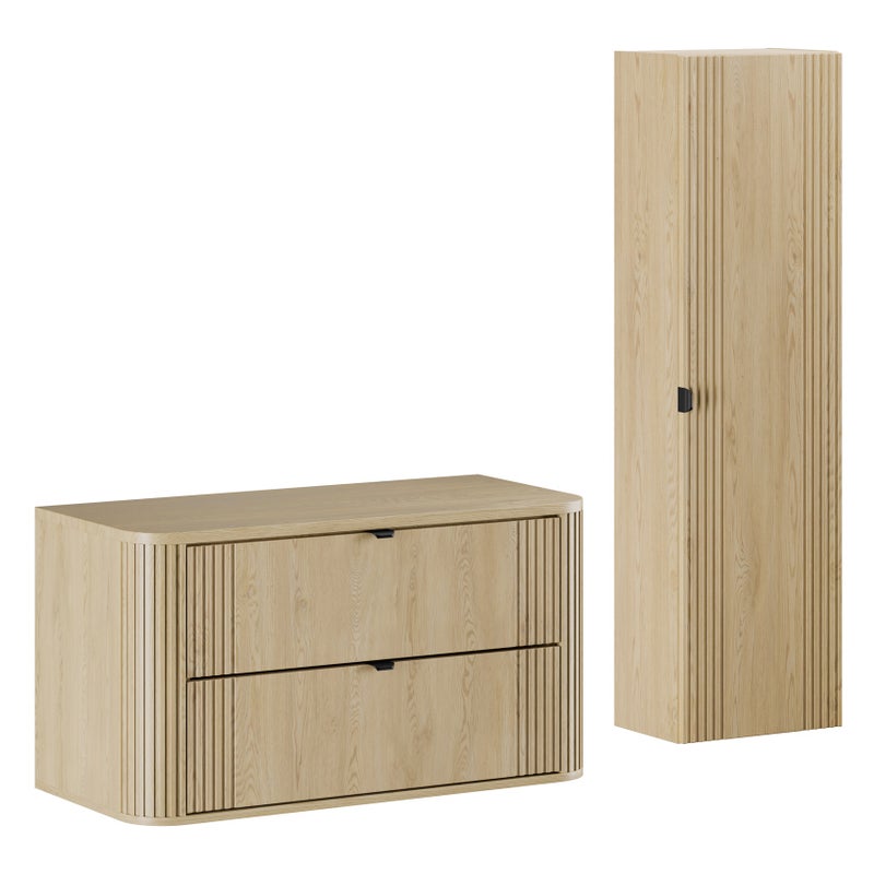 Szafka łazienkowa OVALIA Cremona 100 cm z blatem i słupkiem ryflowana MDF