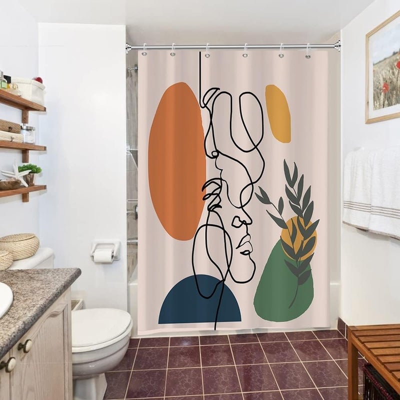 Abstrakcyjna zasłona prysznicowa, odporna na pleśń i wodę, zmywalna, z poliestru, 150x180 cm