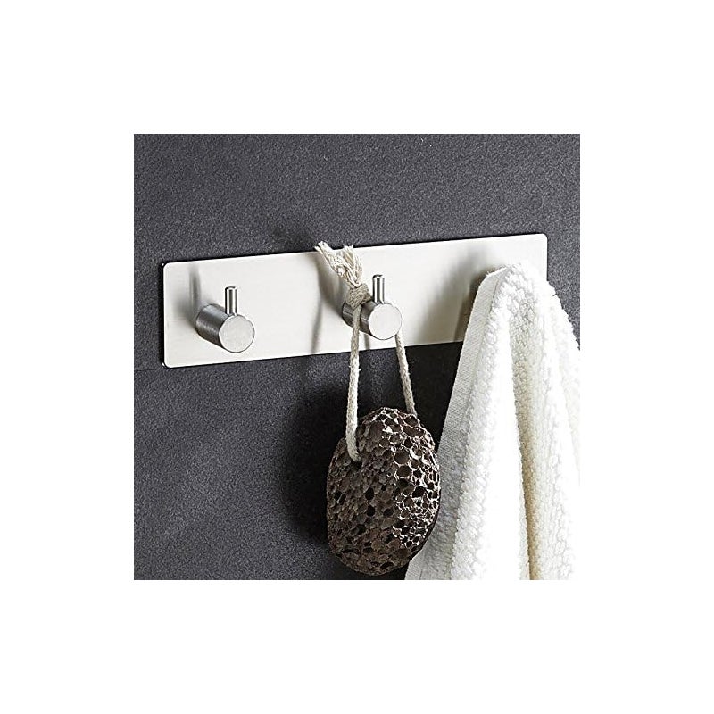 Samoprzylepny wieszak na ręczniki ze stali nierdzewnej, montowany na ścianie, bez wiercenia, z 3 haczykami