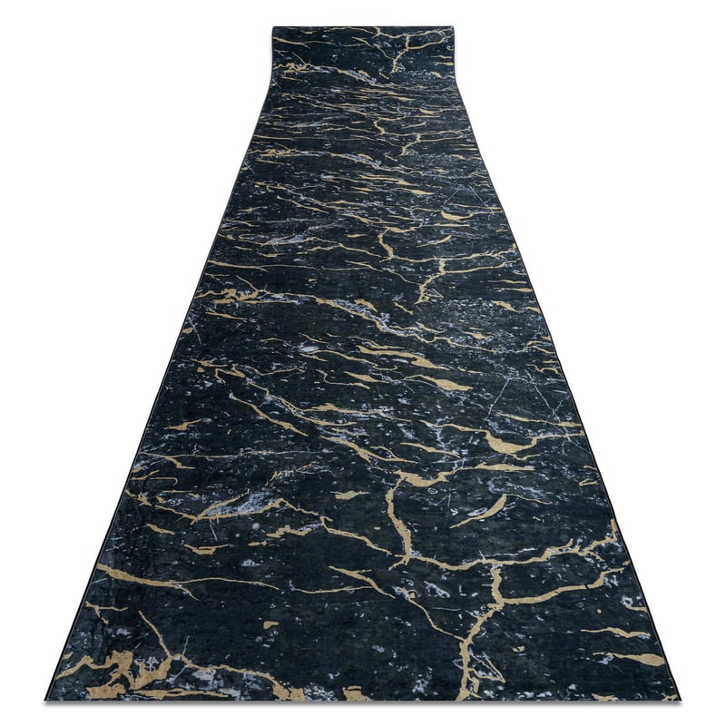CHODNIK podgumowany DO PRANIA LOTUS GALACTIC 9523 Marmur czarny / złoty 120cm 120x510 cm