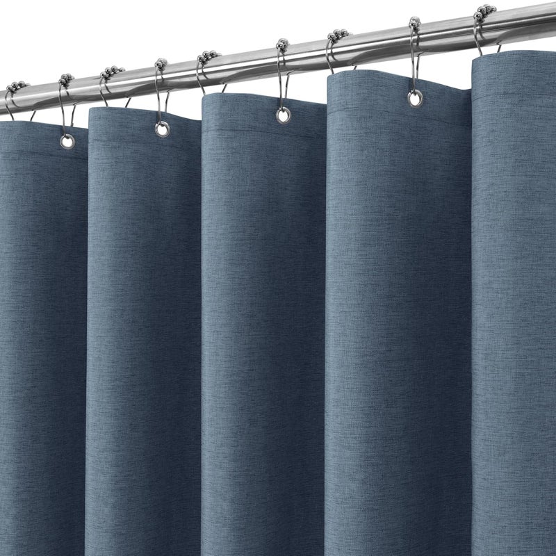 Lniana zasłona prysznicowa z metalowymi kółkami, wodoodporna, antypleśniowa, poliestrowa, wytrzymała, do wanny i kabiny prysznicowej - 1