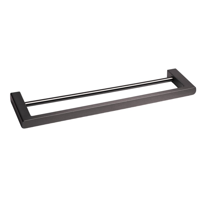 BALNEO - podwójny reling na ręczniki stal nierdzewna antracytowy Gun Metal - uchwyt na ręczniki 60 cm QARX nierdzewny - drążek łazienkowy