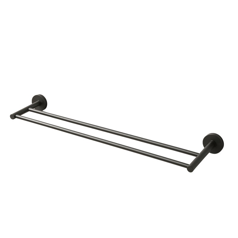 BALNEO - podwójny reling na ręczniki stal nierdzewna antracytowy Gun Metal - uchwyt na ręczniki 60 cm QUBE nierdzewny - drążek łazienkowy