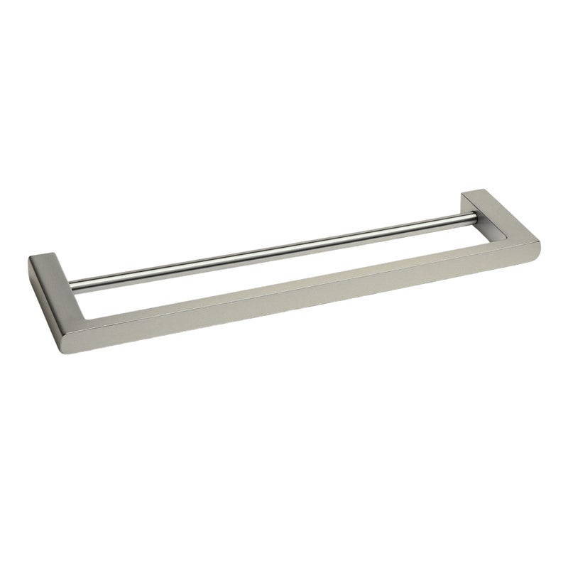 BALNEO - podwójny reling na ręczniki stal nierdzewna srebrny INOX - uchwyt na ręczniki 60 cm QARX nierdzewny - drążek łazienkowy