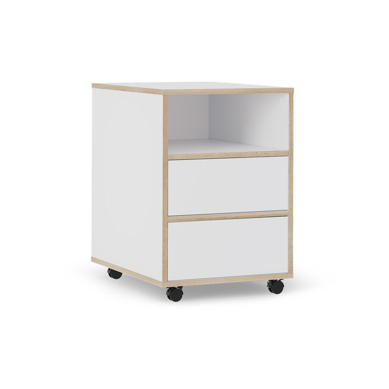 Vicco Kontener na rolki Tetrix, Biały, 42 x 55 cm z półkami i 2 szufladami