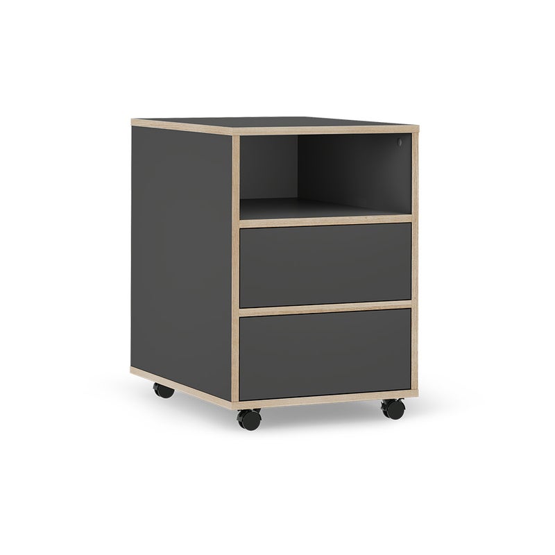 Vicco Kontener na rolki Tetrix, Antracyt, 42 x 55 cm z półkami i 2 szufladami