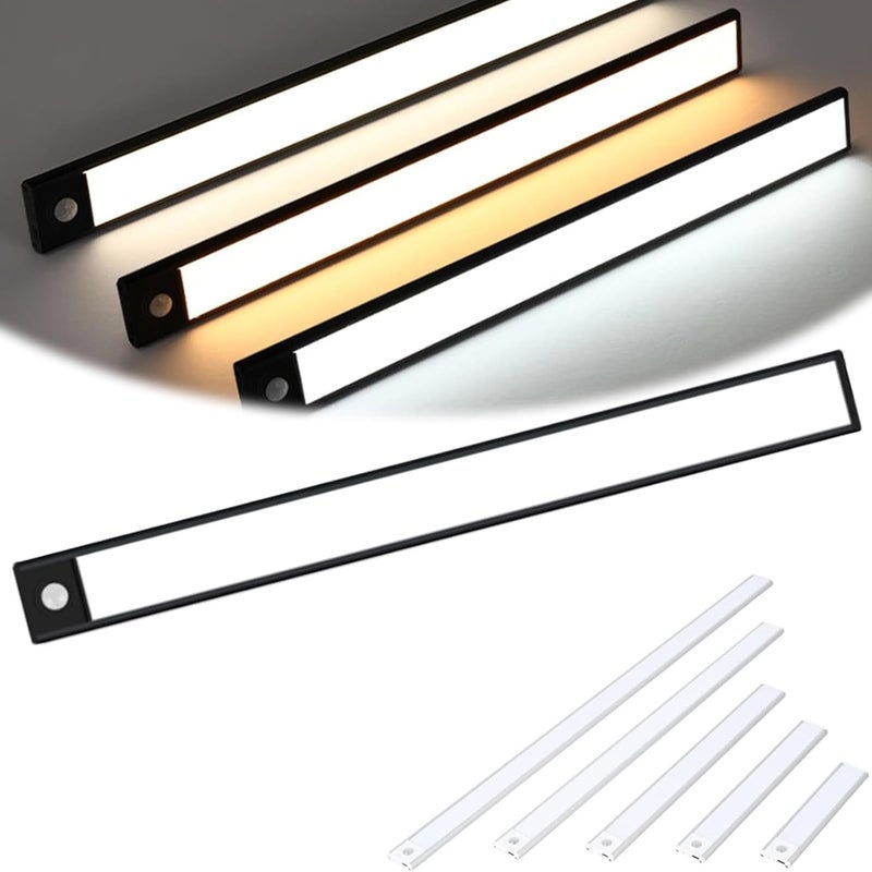 Akumulatorowa magnetyczna lampa LED, inteligentny czujnik, 3 tryby kolorów, automatyczne włączanie/wyłączanie, nie wymaga wiercenia (czarna, 30 cm)