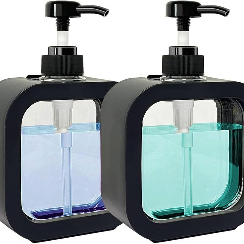 Dozownik do mydła, zestaw 2 dozowników do żelu pod prysznic, dozownik do szamponu i żelu pod prysznic 300 ml (czarny)
