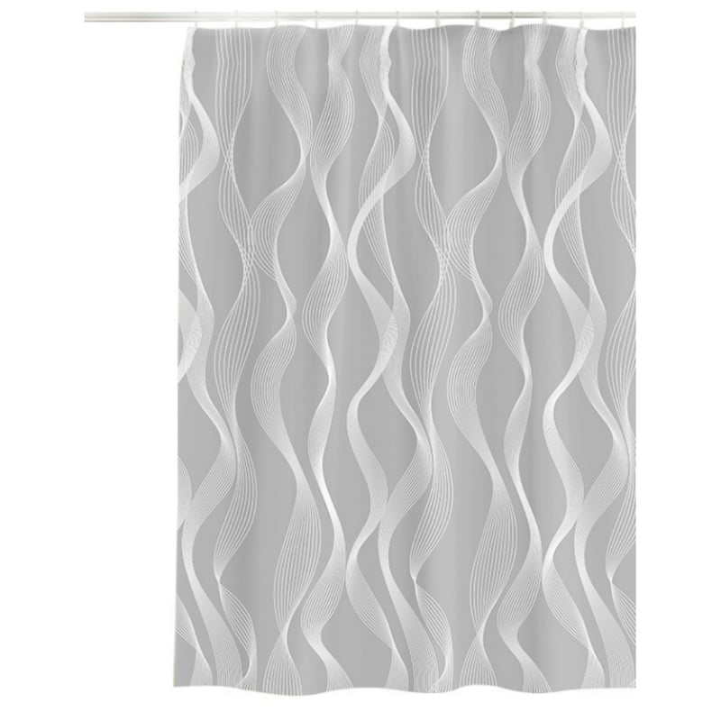 Zasłona prysznicowa wodoodporna z plastikowymi haczykami, 120 x 180 cm, szara (wzór kokardki)