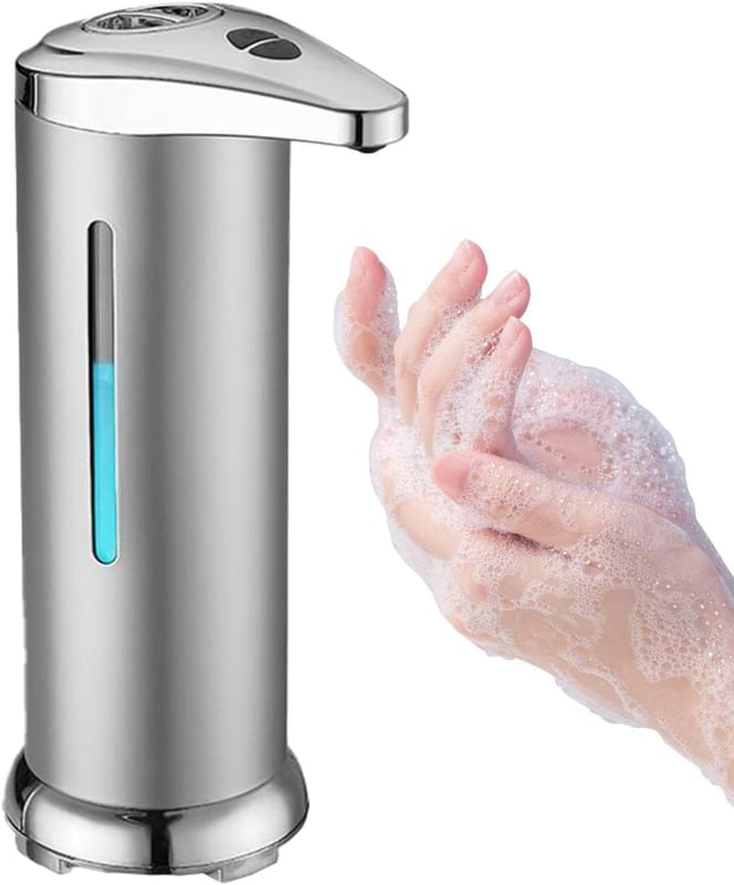 Automatyczny dozownik mydła w płynie Inteligentny elektryczny dozownik mydła z czujnikiem i funkcją obsługi bez użycia rąk, srebrny