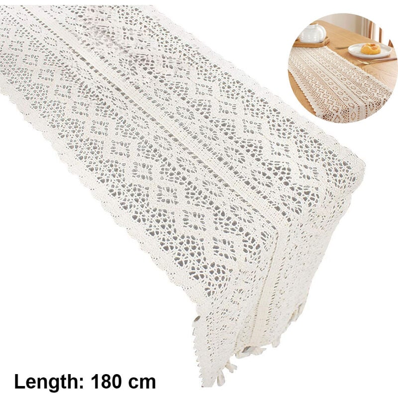 24*180 cm bawełniany bieżnik na protezę z frędzlami, biały rustykalny bieżnik makramowy do dekoracji stołu w domu i jadalni