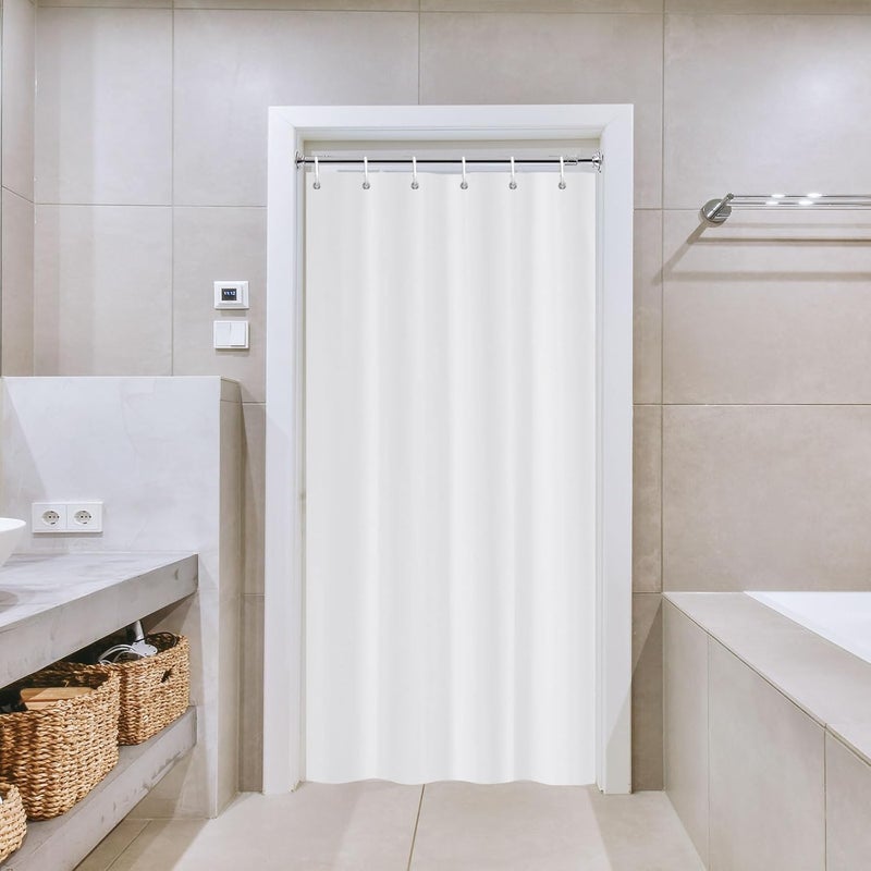Biała zasłona prysznicowa, 120x180 cm, wodoodporna, odporna na pleśń, z uszami do zawieszania, szer. 120 x wys. 180 cm