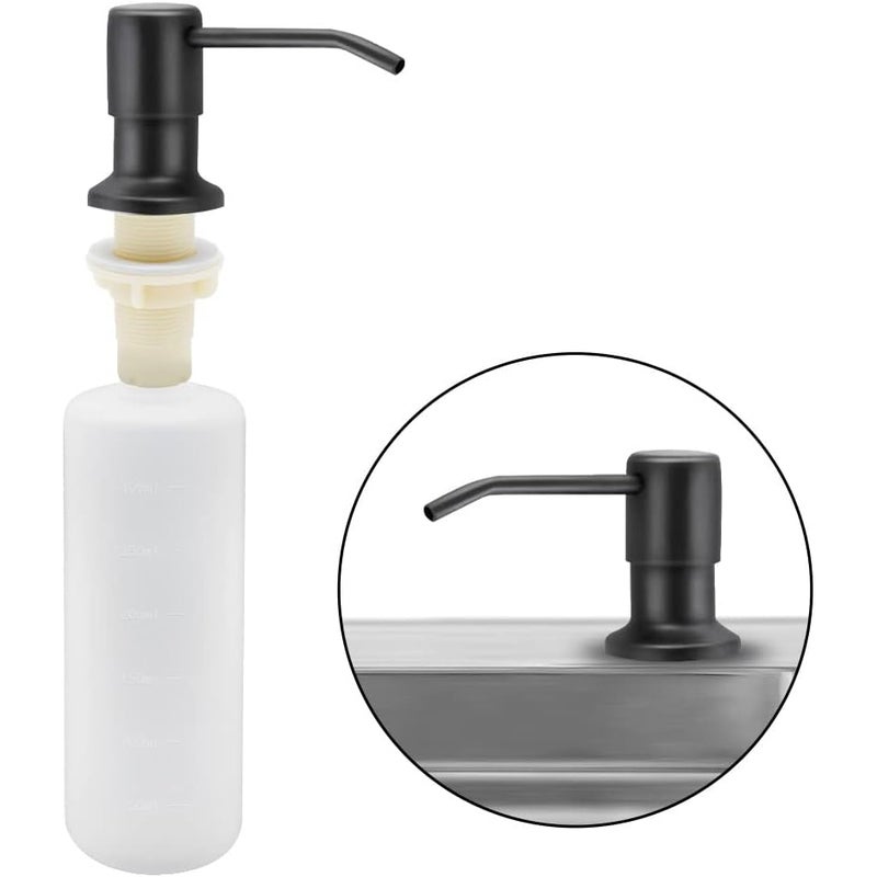 Dozownik do mydła w zlewie kuchennym, 500 ml, napełniany, ze stali nierdzewnej, z pompką obrotową 360° (czarny)