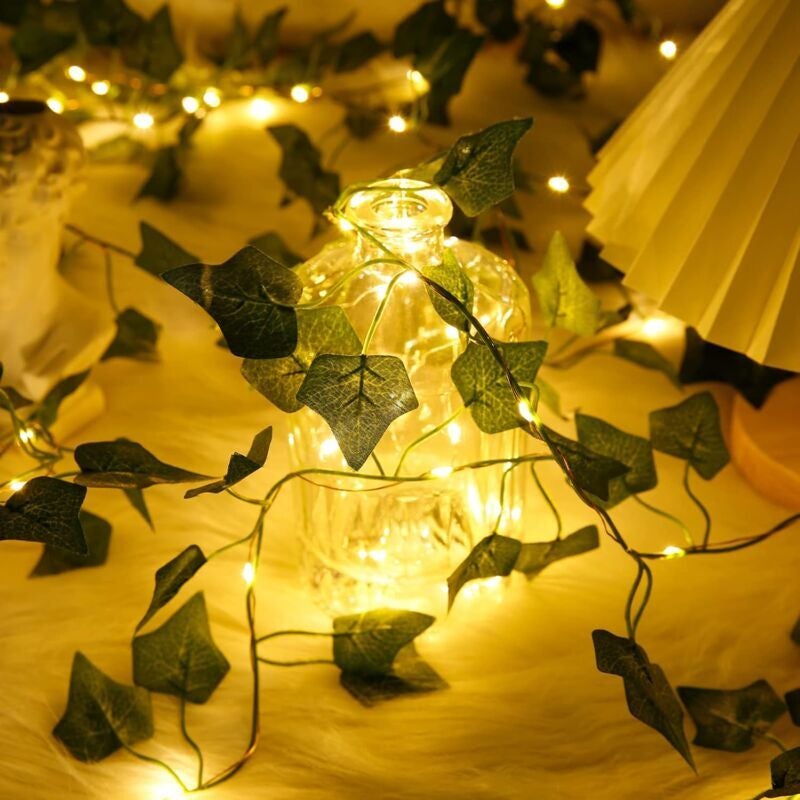 Zewnętrzne lampki solarne, 5 m, 50 diod LED, sztuczny bluszcz