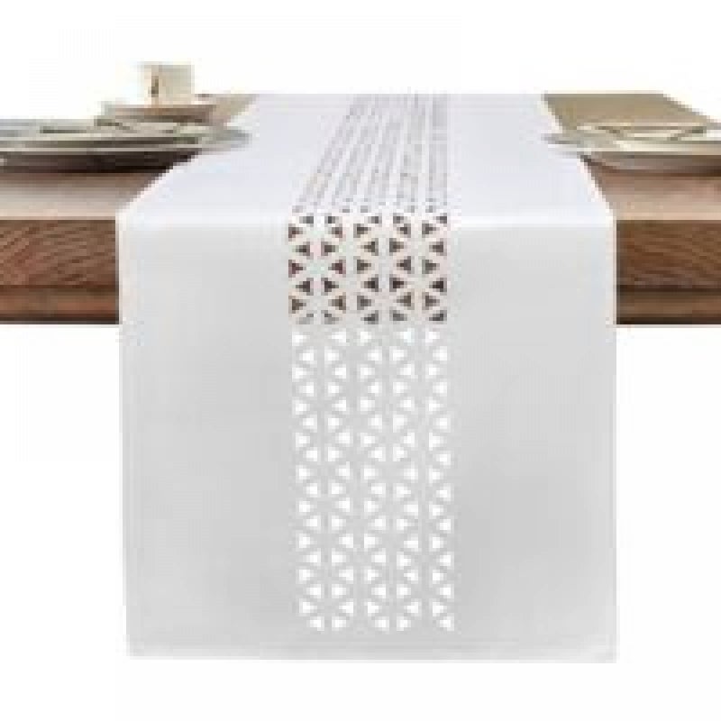 Bieżnik lniany 183 x 35 cm, biały, nowoczesny, o wyglądzie lnu, nadający się do prania, do dekoracji stołu jadalnego, restauracji, na przyjęcie świąte