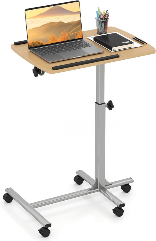 Stołek do Laptopa, Odchylany za Pomocą Przycisku w Kształcie Litery C, Idealny do Kawy, Pracy, Nauki, Nośność 15 kg, 60 x 40 x 91,5 cm